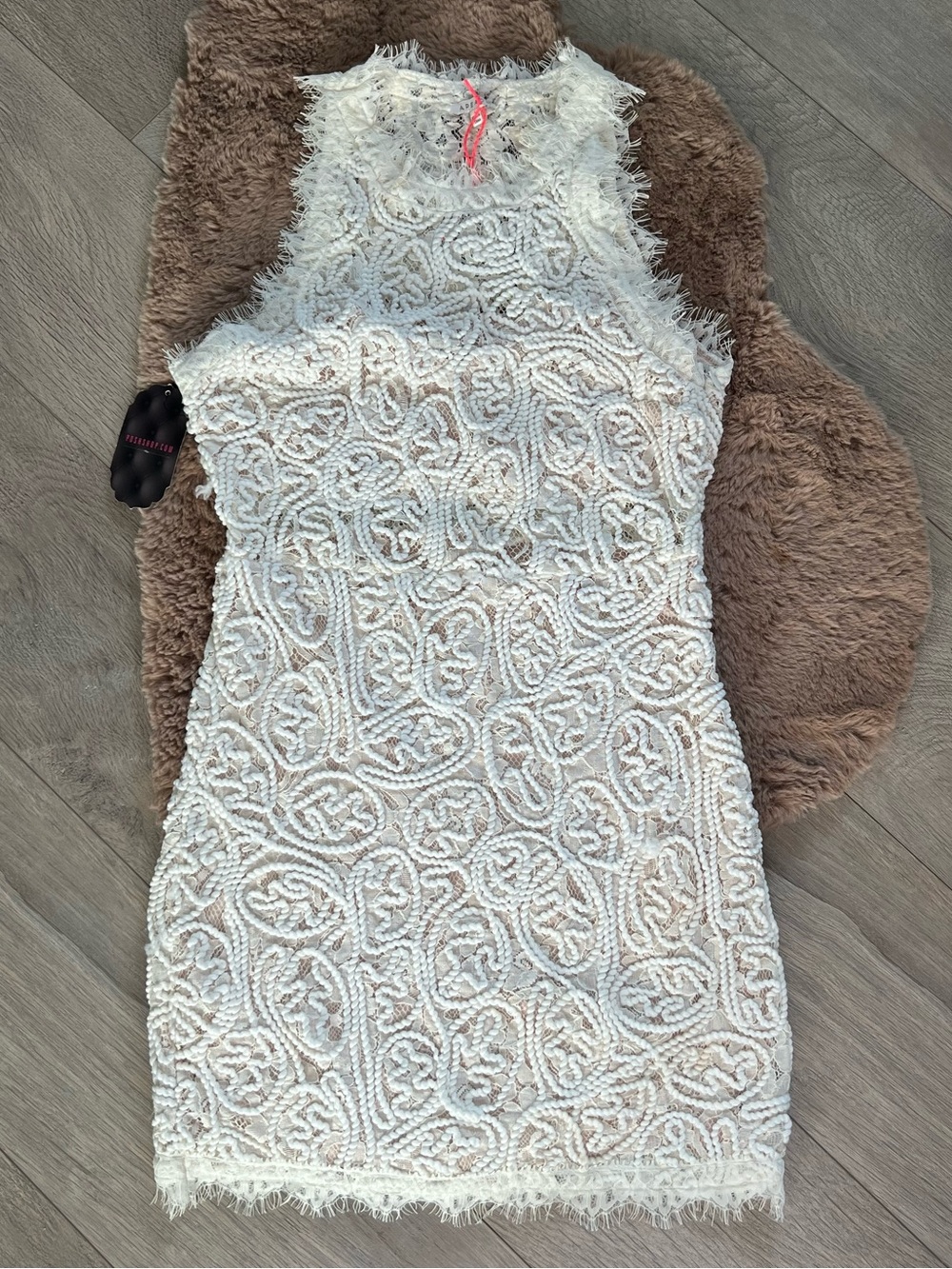 White Textured Sleeveless Sheath Dress